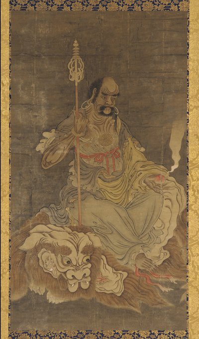 Lohan, sentado sobre un león, dinastía Ming, 1368-1644 de Unbekannt