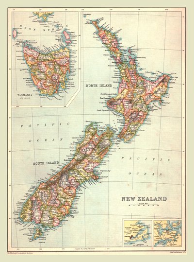 Mapa de Nueva Zelanda, 1902 de Unbekannt