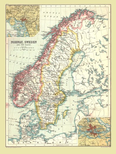 Mapa de Noruega y Suecia, 1902 de Unbekannt