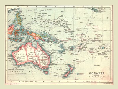 Mapa de Oceanía, 1902 de Unbekannt