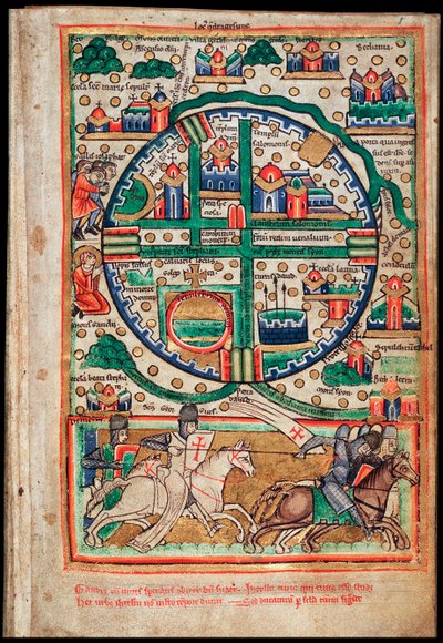 Plano de Jerusalén. Fragmento de Salterio, ca 1200 de Unbekannt