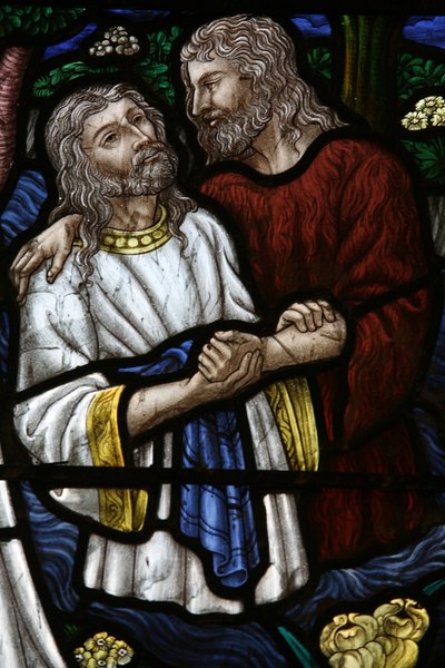 Vidriera: San Juan bautizando a Jesús, Jerusalén, Israel de Unbekannt