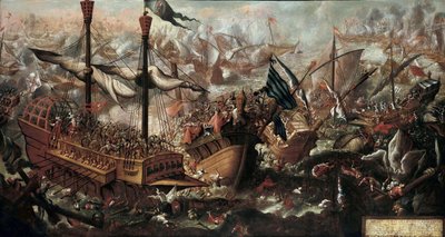 La batalla de Lepanto, siglo XVII de Unbekannt