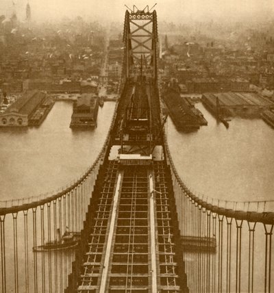 El Puente Colgante del Río Delaware, c1930 de Unbekannt