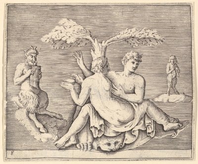 Dos amantes con Pan, publicado ca. 1599-1622 de Unbekannt