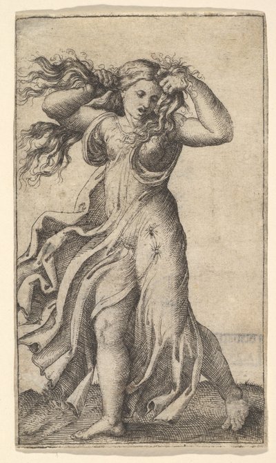 Mujer tirando de su Cabello, ca. 1515 de Unbekannt