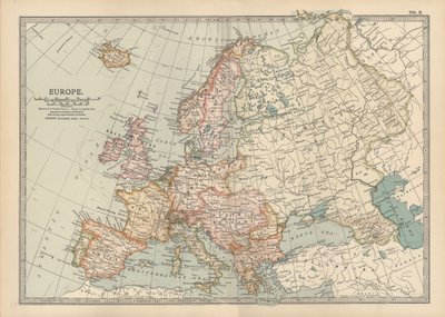 Mapa de Europa, c.1900 (grabado) de Unbekannter Künstler