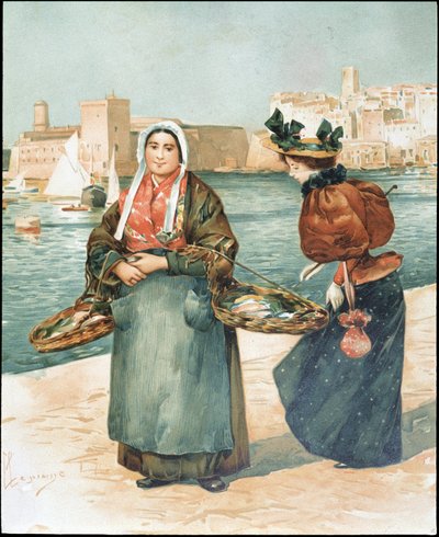 Comerciante de ostras - dibujo por Dellepienne de Unknown artist