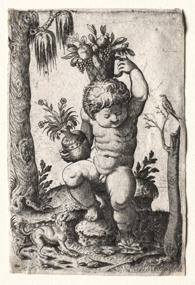 Niño con Cesta de Frutas de Unknown artist