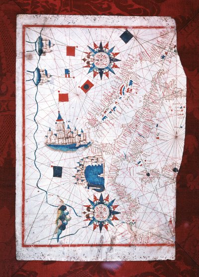 Mapa del Mediterráneo: Barcelona y Lepanto de Unknown artist