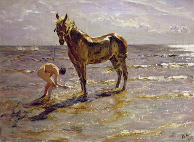 Bañando un caballo, 1905 de Valentin Aleksandrovich Serov