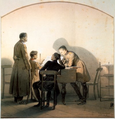 En el Piano, 1855 de Georg Wilhelm Timm