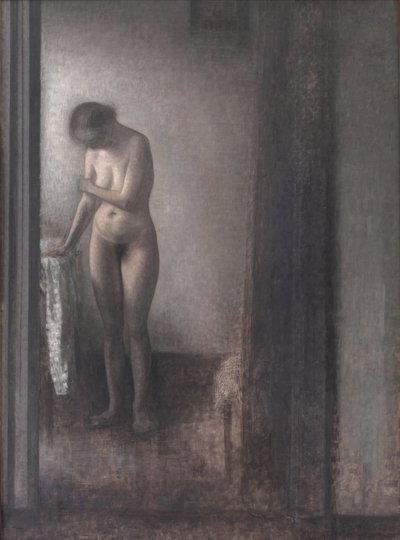 Desnudo femenino de pie de Vilhelm Hammershøi