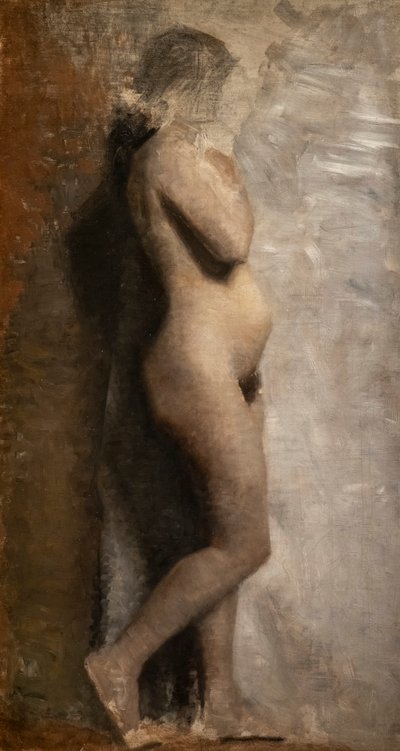 Modelo femenina desnuda, perfil de Vilhelm Hammershoi