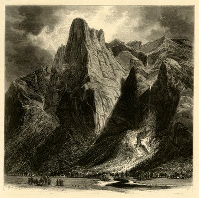 Sentinel Rock y Cascada, 1872 de W.H. Morse