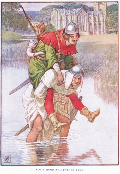 Robin Hood y el Padre Tuck, c.1920 de Walter Crane