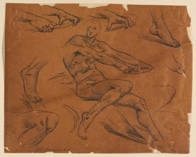 Estudios de un desnudo sentado de Walter Shirlaw