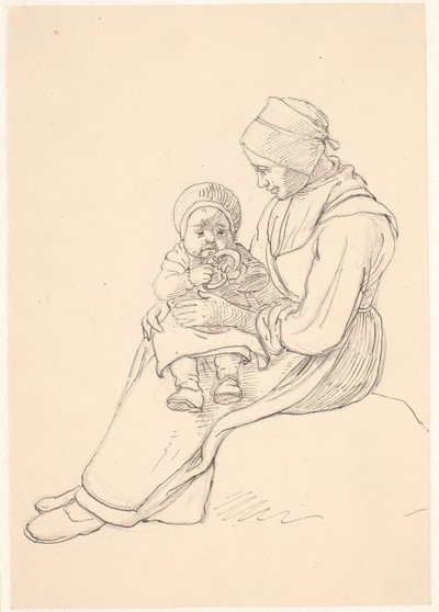 Niña sueca con un niño en el regazo de Wilhelm Marstrand