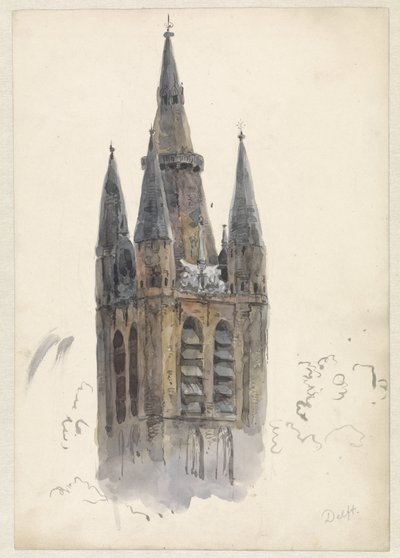 Torre de iglesia en Delft de Willem Anthonie van Deventer