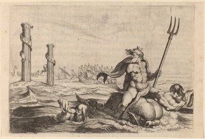 Neptuno y los pilares de Hércules, 1634 de Willem Basse