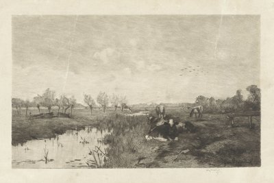 Paisaje de pólder con vacas de Willem Steelink (II)