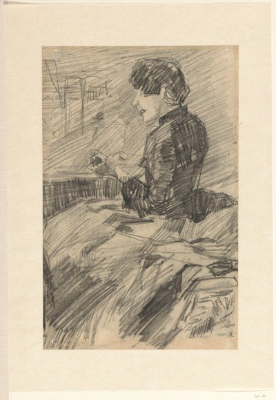 Mujer joven sentada, mirando hacia la izquierda de Willem de Zwart