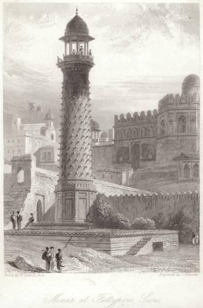 Minar en Futtypore Sicri de William Daniell