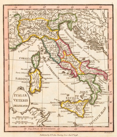 La antigua Italia. Mapa. de William Faden