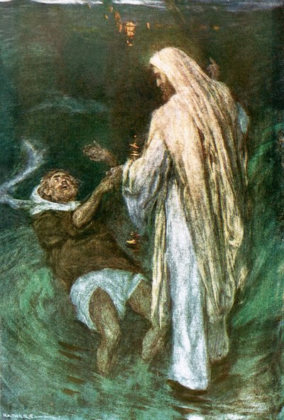 Cristo caminando sobre el mar de William Hatherell
