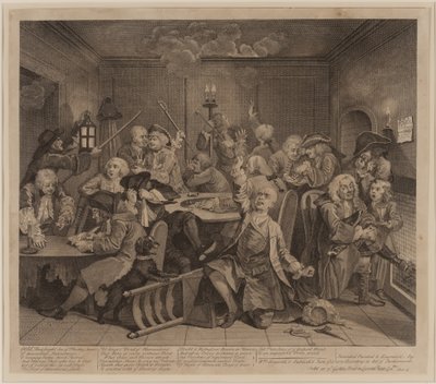 El progreso de un libertino, Placa 6, 2do estado de William Hogarth