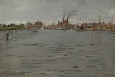 Escena del puerto, muelles de Brooklyn de William Merritt Chase