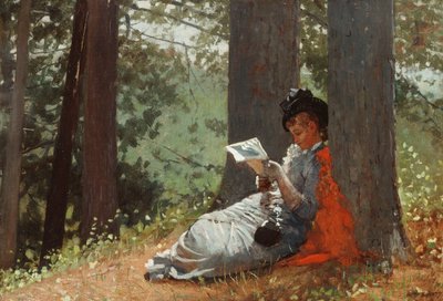 Niña leyendo bajo un roble, 1879 de Winslow Homer