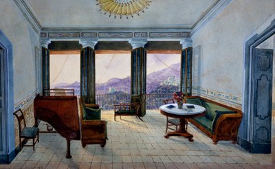 Sala de música con vista al lago de Georg Carl Heinrich Dollmann