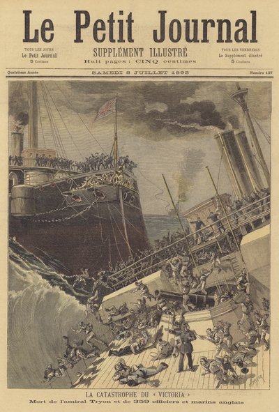 El hundimiento del HMS Victoria de after Henri Meyer