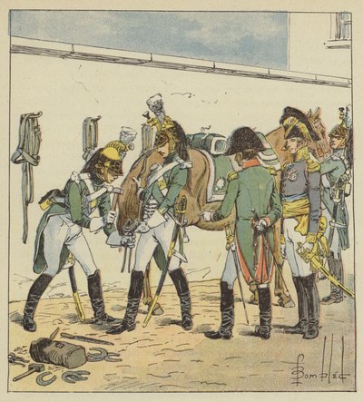 El Emperador inspecciona la escuela de Saint-Germain de after Louis Charles Bombled