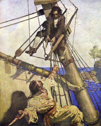 Ilustración para La Isla del Tesoro de after Newell Convers Wyeth