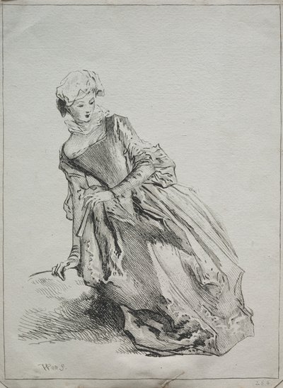 Mujer Sentada de copy after Jean Antoine Watteau