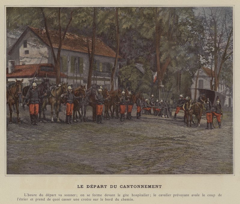 La partida del acantonamiento (foto coloreada) de (after) French Photographer