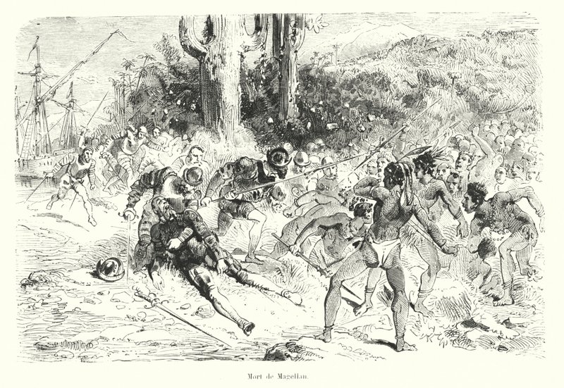 Muerte de Fernando de Magallanes de (after) French School