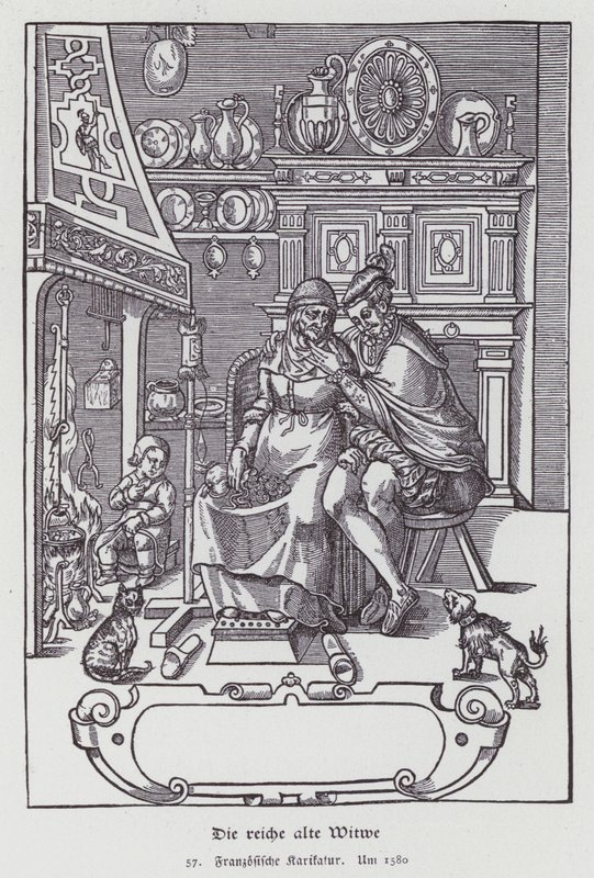 La rica viuda anciana, caricatura francesa de (after) French School