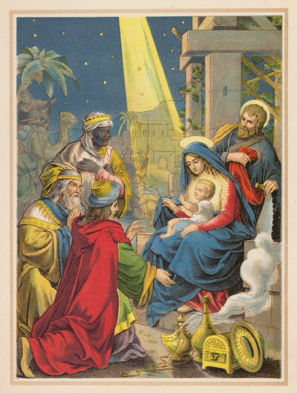 Los Reyes Magos (litografía en color) de (after) German School
