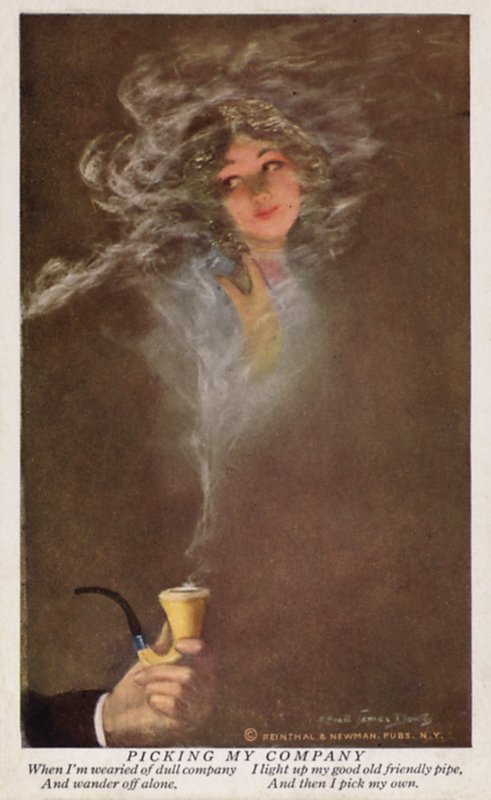 Pipa con cabeza de niña en el humo de American School
