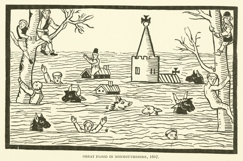 Gran inundación en Monmouthshire, 1607 de English School