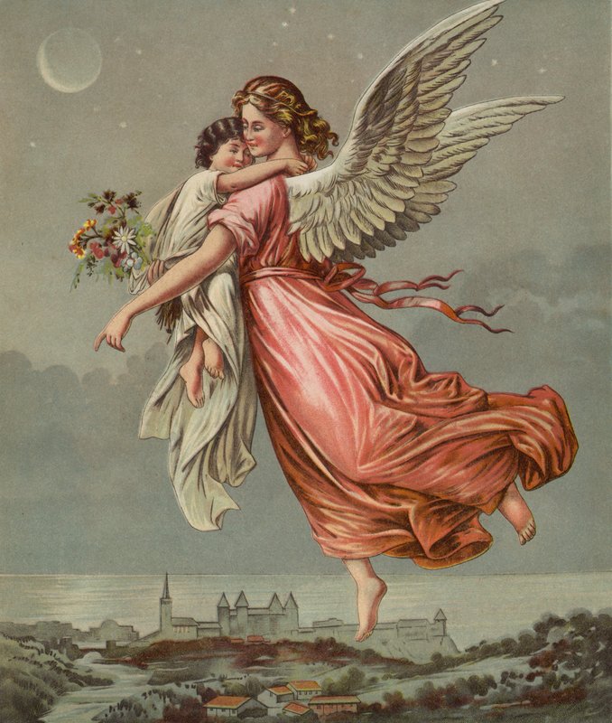 Ángel guardián llevando a un niño de European School