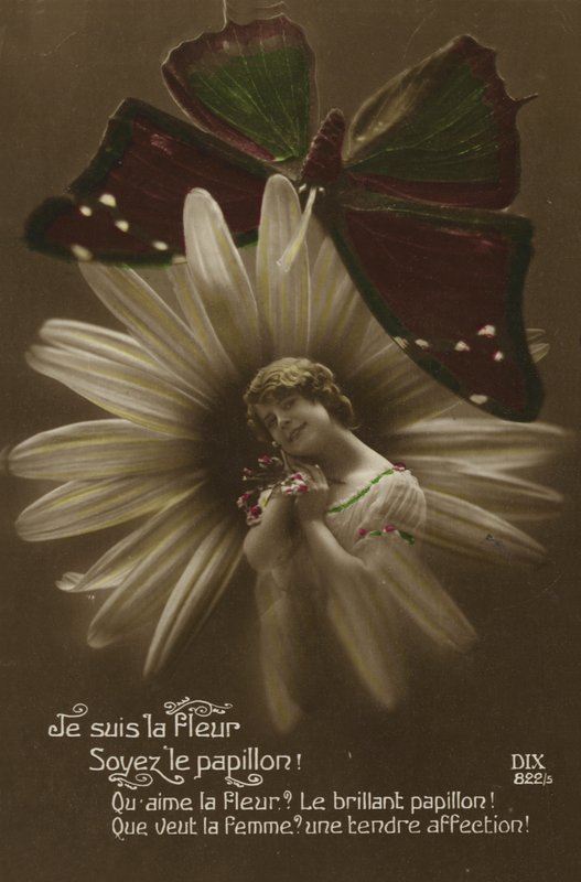 Niña con una mariposa de French Photographer