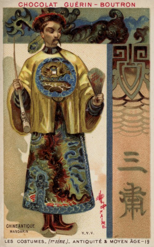 Traje de un mandarín chino antiguo de French School