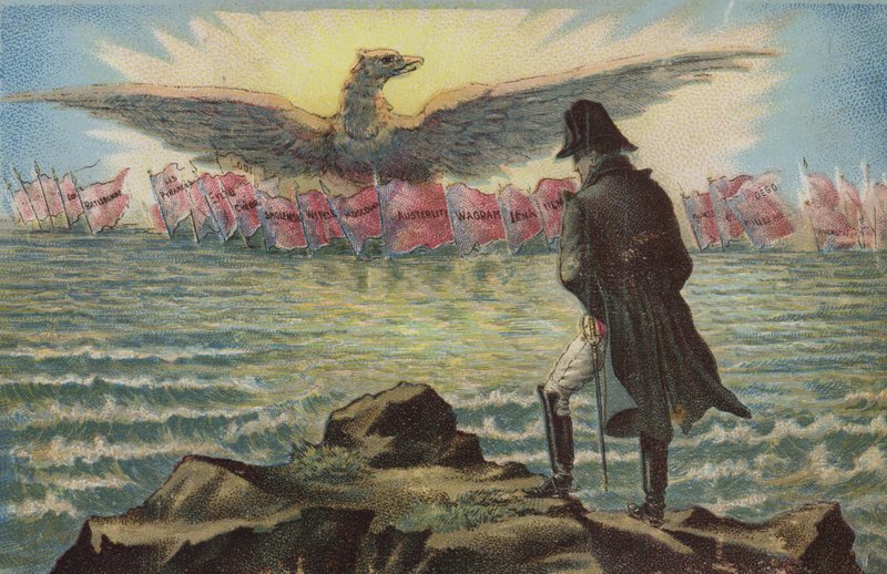 Napoleón recordando sus victorias de French School