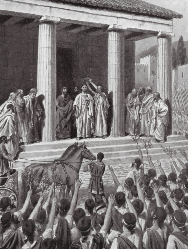 Temístocles homenajeado en Esparta (litografía) de A.C. Weatherstone