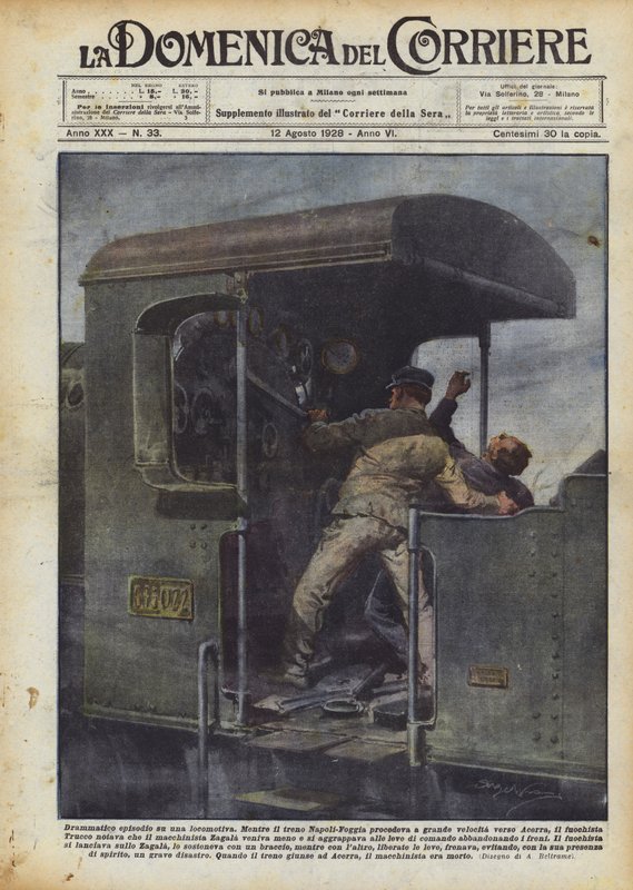 Dramático episodio en una locomotora de Achille Beltrame