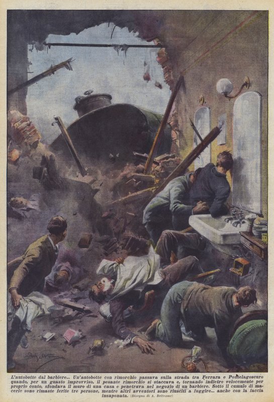 El camión cisterna en la barbería de Achille Beltrame